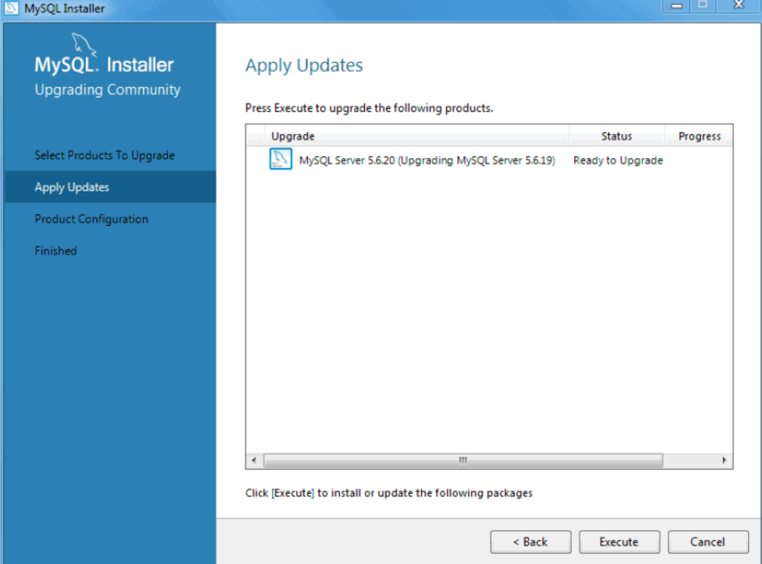 MySQL Installer - 업데이트 적용